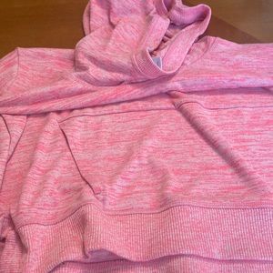 Athleta Girl, pink and white glitch pattern hoodie.